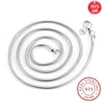 90 OFF 3MM Thick Original 925 Sterling Silver Snake Chain Necklaces for Woman Men 45-60CM Statement Necklaces Fine Jewelry