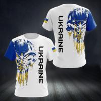 Ukraine Mens T-shirts Ukrainian Flag Shirt 3D Printed O-Neck Oversized Short Sleeves Jersey Fashion Mens Clothing Streetwear