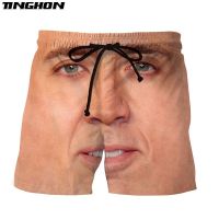 3D Print Unisex Movie Star Nicolas Cage Face Mens Shorts Beach Casual Boardshorts Trousers Baggy Sport Joggers Funny 01