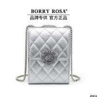 BORRY กระเป๋าแฟชั่นแมทช์ง่ายศัพท์มือถือหรูหราเบาๆ ลายสี่เหลี่ยมขนมเปียกปูน ROSA สายสะพายไหล่เฉียง