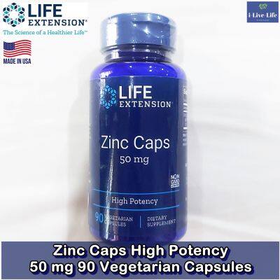 50% OFF ราคาSale!!! โปรดอ่าน สินค้า EXP: 12/2023 ซิงค์ Zinc Caps High Potency 50 mg 90 Vegetarian Capsules - Life Extension