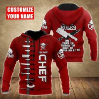 2023 style Custom Name Master Chef 3D All Over Printed Men Hoodie Unisex Hooded sweatshirt Streetwear Casual zipper hoodies DK460