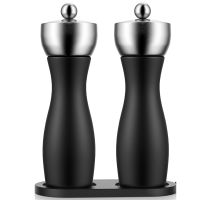 6 Inch Pepper and Salt Grinder Set, Wooden Pepper Mill with Ceramic Mechanism, Solid and Durable Salt Grinders Suited