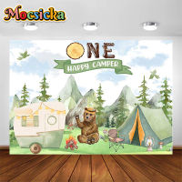 One Happy Camper วันเกิดฉากหลัง Camp 1st วันเกิดพื้นหลังหมี Camping First Birthday Party Decor แบนเนอร์ Photo Studio Kits