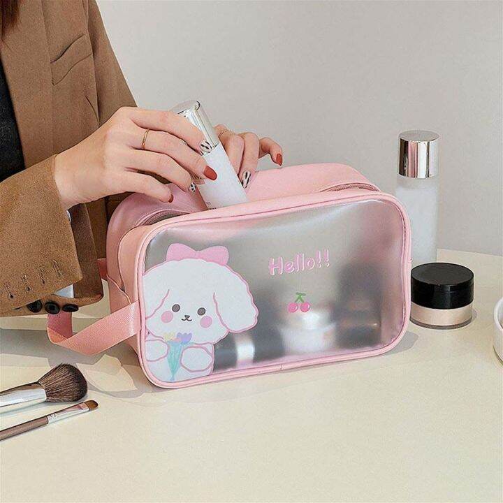 Cute Cartoon Cosmetic Bag, Transparent Small Makeup Bag For Women