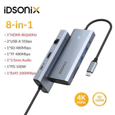 IDsonix USB 3.0ฮับประเภท C แท่นวางมือถือถึง4K 60HZ หัวแปลงสัญญาณ HDMI กับ PD100W Sd/tf RJ45 USB ฮับแยกสำหรับแล็ปท็อปแมคบุ๊คชิ้น Feona