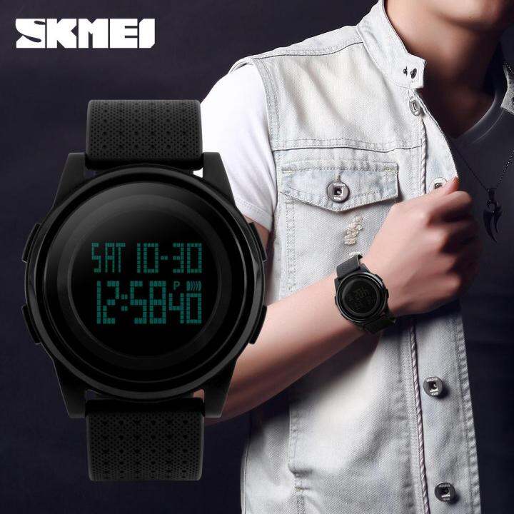 skmei-1206-นาฬิกาดิจิตอล-ตัวเรือนแบบบาง-1-4-mm-ปราดเปรียว-ใส่ได้ทั้งชายหญิง-จับเวลา-ตั้งปลุก-กันน้ำ-สายเรซิ่น-ฟรีกล่อง