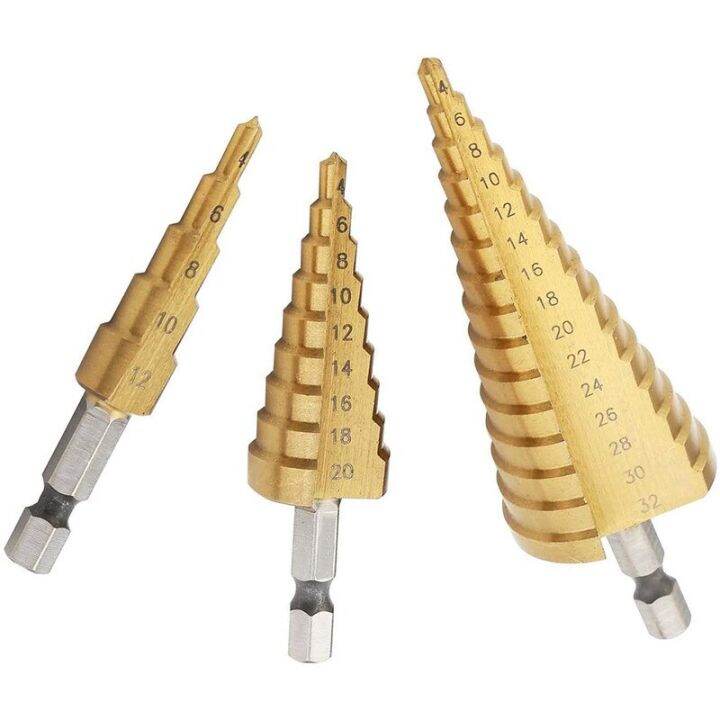 4-32mm-hss-titanium-coated-metal-hex-core-drill-bits-high-speed-steel-step-drill-bit-set-cone-hole-wood-cutter-taper-metric-drills-drivers