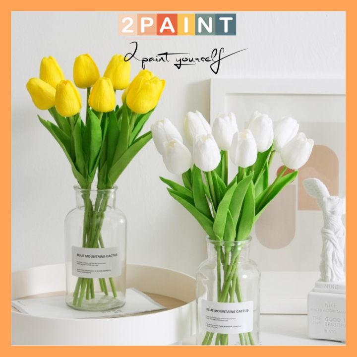 Hoa tulip giả nhân tạo trang trí bình thủy tinh, lọ hoa decor nhà ...