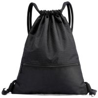 Outdoor Women Men Nylon Black Ultralight Backpack Football Basketball Bag String Drawstring Hunting Hiking Gym Sport Bags