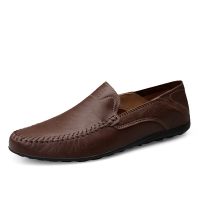 Genuine Leather Men Casual Shoes Luxury Brand Designer Men Loafers Moccasins Breathable Slip on Male Boat Shoes Plus Size 37-47