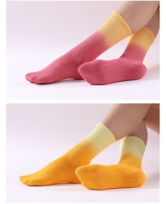 1 Pair Gradient Cotton Mid-tube Sports Socks Women 39;s Personality Ins Trend Yoga Socks All-match Candy Color Fashion Socks