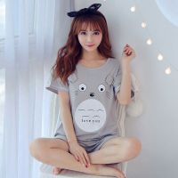 2019 New Summer Short Sleeve Pajama Sets for Women Cute Girls Cartoon Totoro Shorts Sleepwear Homewear Pijama Mujer Home Clothes