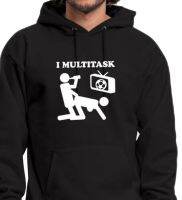 I Multitask Humorous Design Fleece Hoodie MenS Watching Football Graphics Fun Flirting Customizable Sweatshirts Size Xxs-4Xl