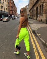 2019 Fashion Long Pants Ladies Jeggings Casual Loose High Waist Trousers Casual Women Hip Hop Solid Color Light Green Pants