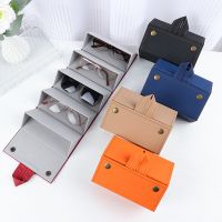 【cw】hot Leather Glasses Organizer 5 Grids Multi-slot Eyeglasses Storage Display Sunglasses