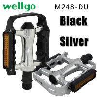 2021WELLGO Ultralight Bearing Pedals M248 Road Bike Pedal MTB Accessories M248DU Aluminum Alloy Black Silver Mountain Bicycle Parts