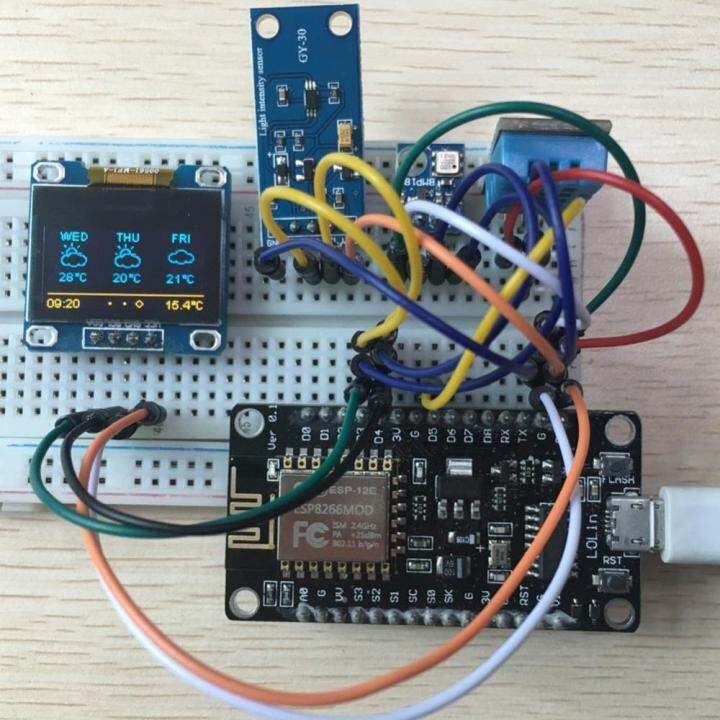 ชุดสถานีสภาพอากาศ-esp8266ความชื้นอุณหภูมิจอแสดงผล-lcd-ชุดส่วนประกอบ