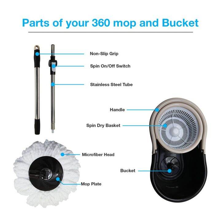 Home Gallery Tornado Mop and Spin Dry Bucket Set (Brown) with 2