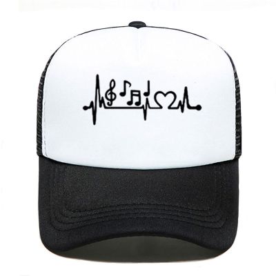 2023 New Fashion  For Music Notes Heartbeat Letters Baseball Cap Trucker Hat Men Mesh Adjustable Size Parentchild Hats，Contact the seller for personalized customization of the logo