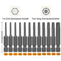 12ชิ้นหัวเจาะหัว Torx 50มม. ชุดหัวสกรูท็อกเหล็ก S2ข้อต่อไขควงหัว Torx แม่เหล็กพร้อมรูสำหรับเครื่องมือไขควงไฟฟ้า