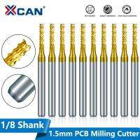 XCAN เครื่องตัดมิลลิ่งปลายด้านซังข้าวโพด PCB 10ชิ้น1.5มิลลิ่งบิตปลายดอกสว่าน CNC เคลือบ Mm ไทเทเนียมสำหรับเครื่องมือบดเครื่อง CNC