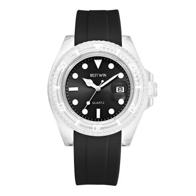 ดร. ตง BESTWIN นาฬิกาที่มีชื่อเสียงเปลือกพลาสติกใสผู้ชายควอตซ์นาฬิกาขายร้อนกันน้ำ watch นาฬิกาผู้ชาย .