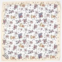 WA ผ้าพันคอ ผ้าคลุมใหล่ หมาจ๋า ไซส์ 100x100 ซ.ม. ลายที่ 1 (Dog Please large scarf size100x100cm No.01) ผ้าคลุมไหล่