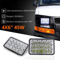 Q 4x6 LED ไฟหน้า H4 Hilo Beam 45วัตต์ปิดถนนรถพ่วงรถบรรทุกยานพาหนะไฟหน้าสำหรับ Chevy Express ขนส่งสินค้ารถตู้1500 2500 3500