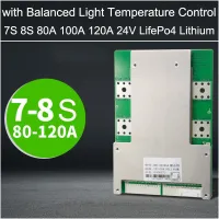 7S 8S 100A 80A 120A 24V LifePo4แบตเตอรี่ลิเธียมแผ่นป้องกันที่มีการควบคุมอุณหภูมิแสงที่สมดุล