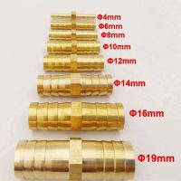 ◊☸┇ 3 4 5 6 8 10 12 14 16 19 25 mm Brass Straight Hose Pipe Fitting Equal Barb Water Pipe Joint Gas Copper Coupler Connector Adapter