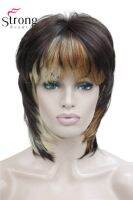 Soft Shaggy Layered Short Cascading Three Tone Mix Swept Bangs Full Synthetic Wig Straight Womens Wigs Colour Choices