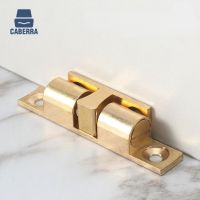 2PCS Golden Door Closer Brass Ball Cabinet Catches Adjustable Tightness Door Catches for Wardrobe Furniture Fittings Hardware