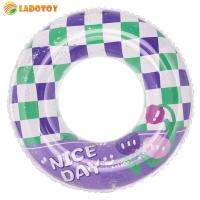 Block Pattern Thicken Swim Circle Thicked PVC Pneumatic Swimming Ring Celebrity Ins Style Block Pattern Swim Circle Soft Sturdy for Summer Sea Party