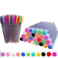 50Pcs Reusable Rose Eyelash Brush Tube สำหรับ Eyelash Extension เปลี่ยนมาสคาร่า Wands แปรงคิ้ว Applicator Dust-Proof