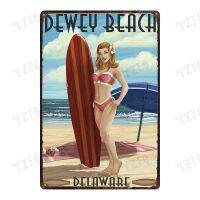 Surf Aloha Hawall  Vintage Travel Tin Sign Hula Beach Metal Plate For Wall Pub Cafe Home Art Craft Decor Cuadros DU-4007A