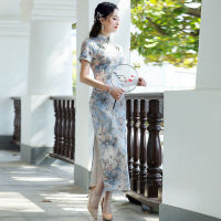 STANLEY Coco เด็กสาวที่เรียบง่ายและสง่างามยาวอารมณ์ย้อนยุค2022แฟชั่นฤดูร้อนใหม่ Cheongsam ชุดที่ดีขึ้น