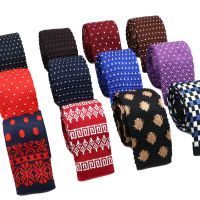 New Fashion Mens Knitted Tie Print Floral Flower Skinny Narrow Slim Knit Warm Neck For Men Woven Designer Daily Wear Cravat Ties