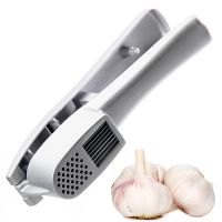 Garlic Press Slicer 2 in 1 - Aluminium Garlic Ginger Mincer and Slicer - with Slicing and Grinding - Kitchen Cooking Tools