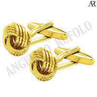 ANGELINO RUFOLO Cufflink(คัฟลิงค์) ดีไซน์ Woven Knot กระดุมข้อมือคัฟลิ้งโรเดียมคุณภาพเยี่ยม ตัวเรือนสีทอง/สีดำ