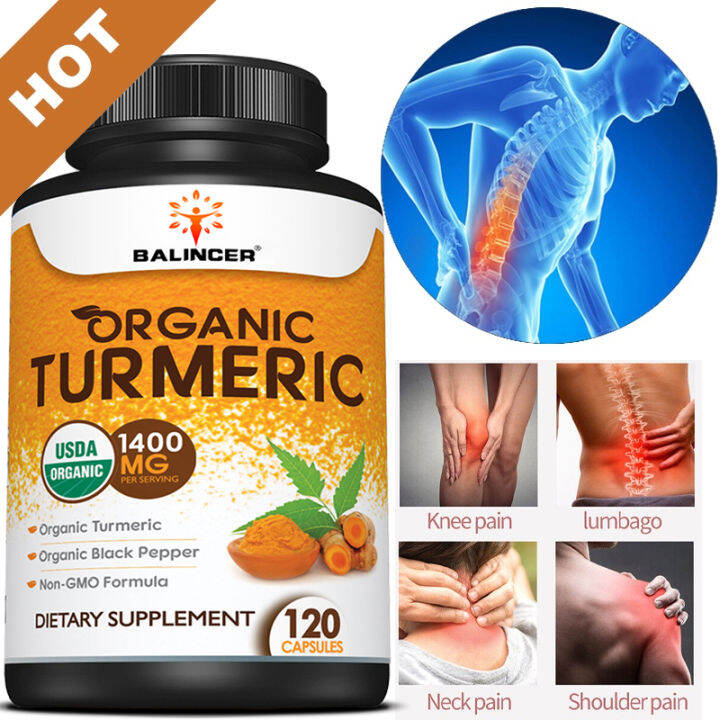 Organic Turmeric Supplement With Black Pepper, Supports Joint Health