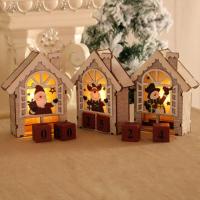 Christmas Calendar Decorations Luminous Cabin Snow House Christmas Tree Decoration DIY 2021 New Year Gift Window Decoration