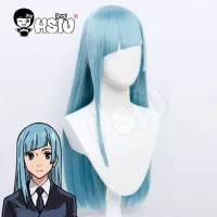 「HSIU Brand」Miwa Kasumi Wig Anime Jujutsu Kaisen Cosplay Gray Blue Long Hair Fiber Synthetic Wig+Free Brand Wig Cap