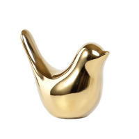 Polar House Golden Bird Figurines Modern Ceramic Bird Statues Animal Sculpture Home Decoration Crafts Gold Ceramic