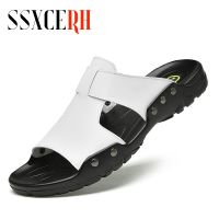 Brand Genuine Leather Slippers Summer Men Shoes Casual Outdoor Flip Flop Indoor Non-Slip Fashion Beach Sandals Big Size 37-52