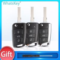 WhatsKey กล่องเก็บกุญแจพลิกได้สำหรับ Volkswagen,สำหรับ VW Golf 7 MK7ที่นั่ง Skoda Octavia A7 Leon Passat รีโมตชิ้นส่วนโลหะกุญแจรีโมทรถยนต์