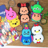 5Pcs Pooh Hookchs Mickeys PVC พวงกุญแจจี้การ์ตูน Series Double Sided PVC Soft Adhesive Keychain การ์ดสี