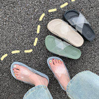 New Ins Style Women Slippers Transparent Cross Belt Female Sandals Outdoor Beach Anti-slip Ladies Slides Thick Bottom Shoes