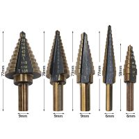 5pcs Cobalt Step Drill Bit Titanium HSS 42 High Speed Steel Power Tools For Metal Drill Titanium Step Drill Aluminum Housing Drills Drivers