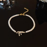 [COD] and Korean ins style bowknot pearl bracelet womens summer new light luxury niche design sense simple temperament